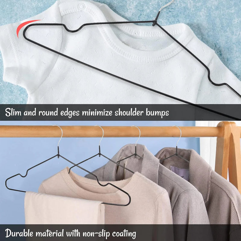 Miness Standard Black Non-Slip Sleek Metal Clothing Hangers [FREE-Click for details]