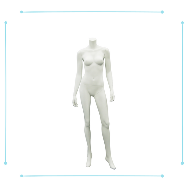 Female mannequin headless, with Arms by the side and legs open