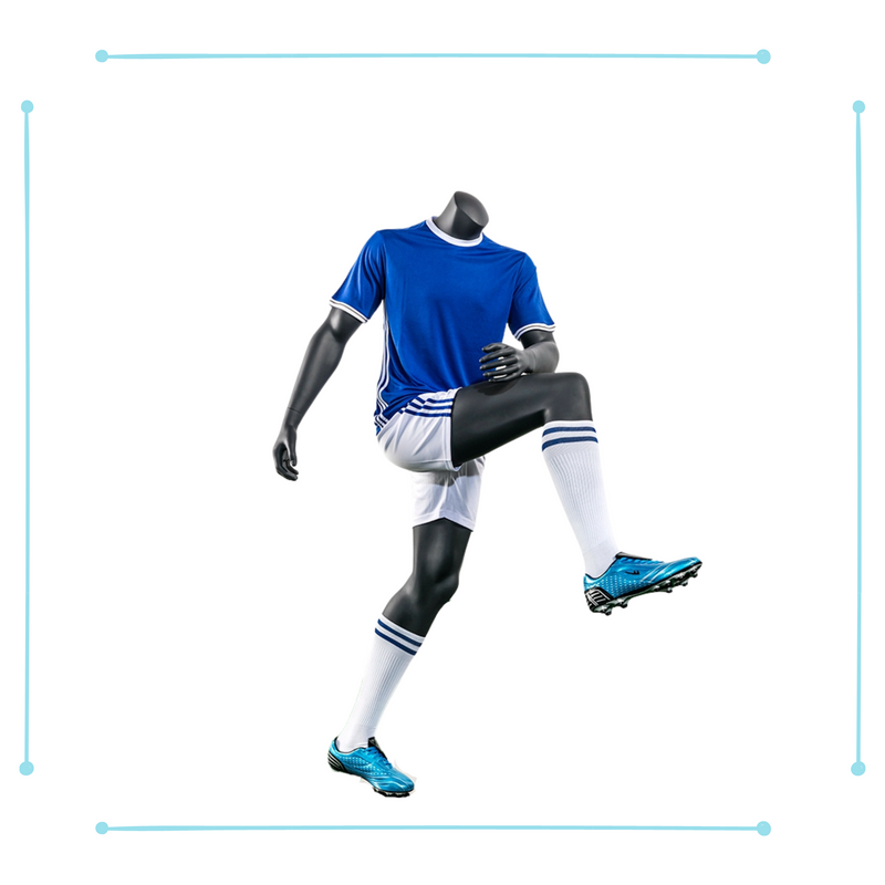 Eye Catching Male Headless Mannequin - Athletic Style - Muscular soccer player - Shooting pose