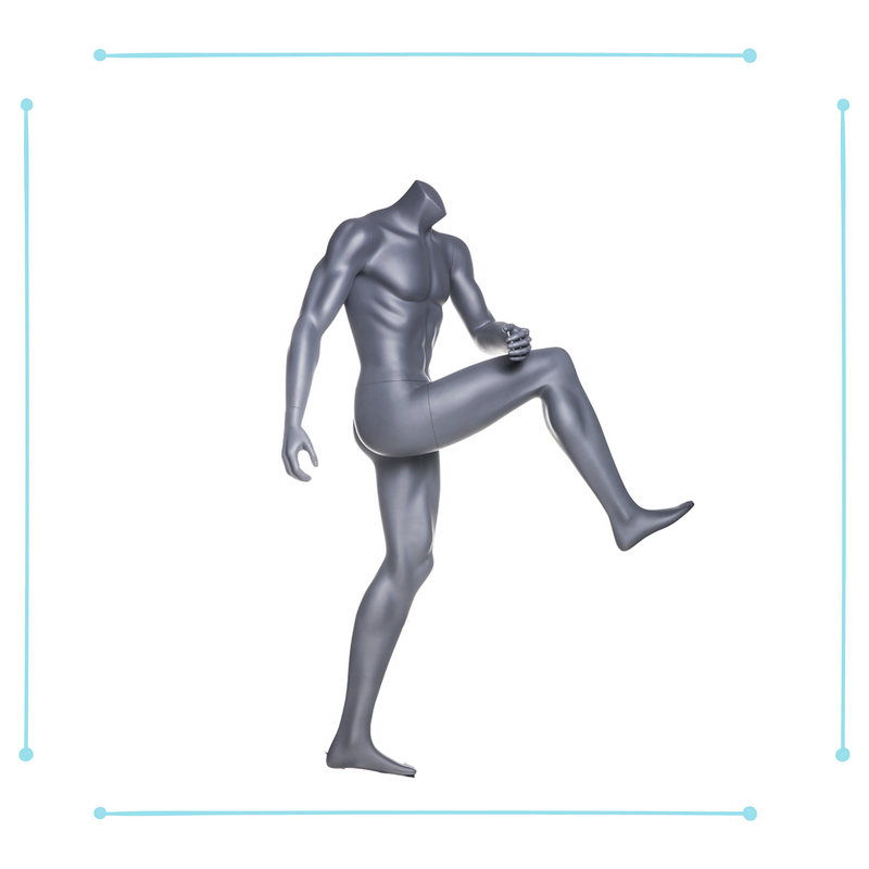 Eye Catching Male Headless Mannequin - Athletic Style - Muscular soccer player - Shooting pose