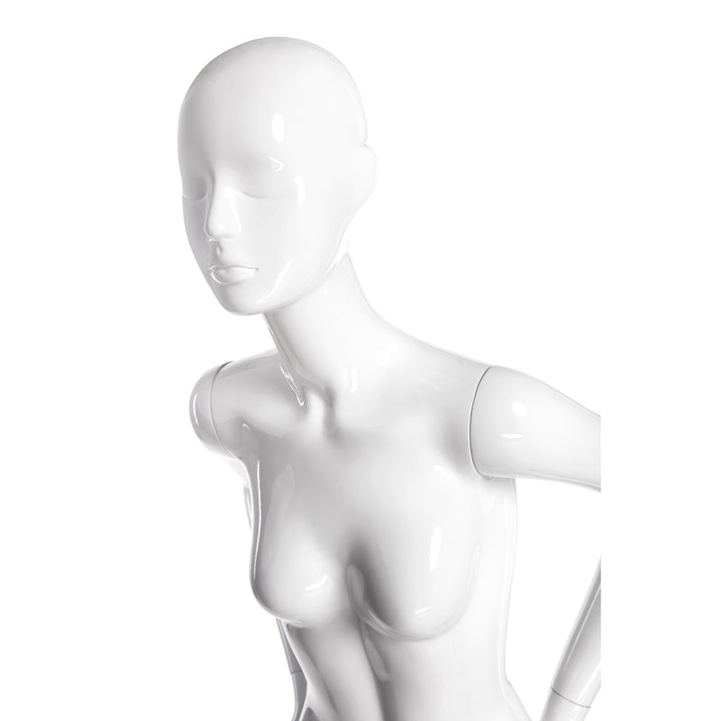 Female Abstract Head Mannequins - Elegant standing pose with straight legs