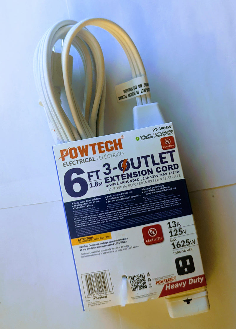 Extension cord 6 ft 3 outlet