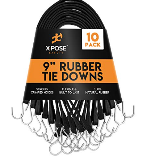 9” rubber tie downs