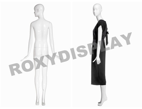 Female Abstract Head Mannequins - Elegant standing pose with straight legs