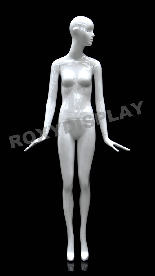 Female Abstract Head Mannequins - Elegant standing pose with straight legs