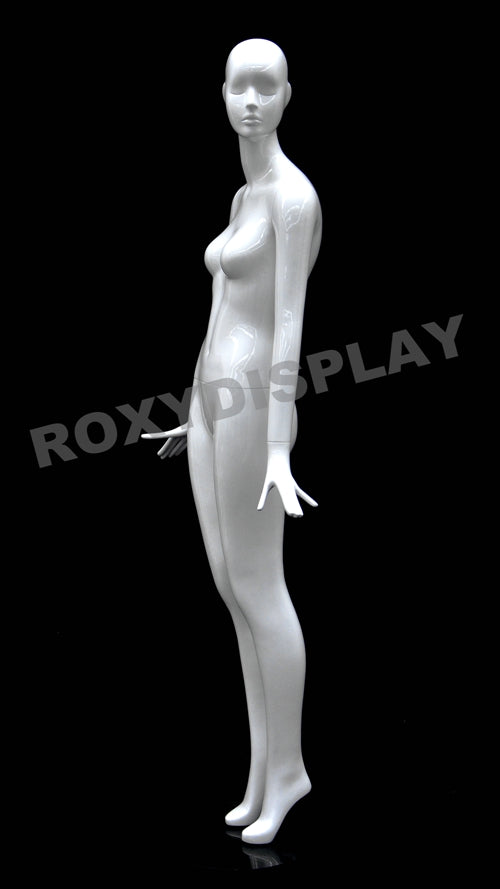 Female Abstract Head Mannequins - Elegant standing pose with straight legs