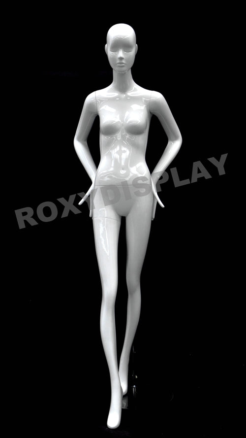 Female Abstract Head Mannequins - Elegant standing pose with straight legs