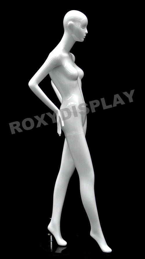 Female Abstract Head Mannequins - Elegant standing pose with straight legs