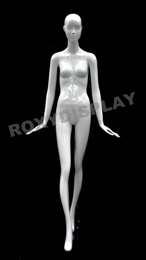 Female Abstract Head Mannequins - Elegant standing pose with straight legs