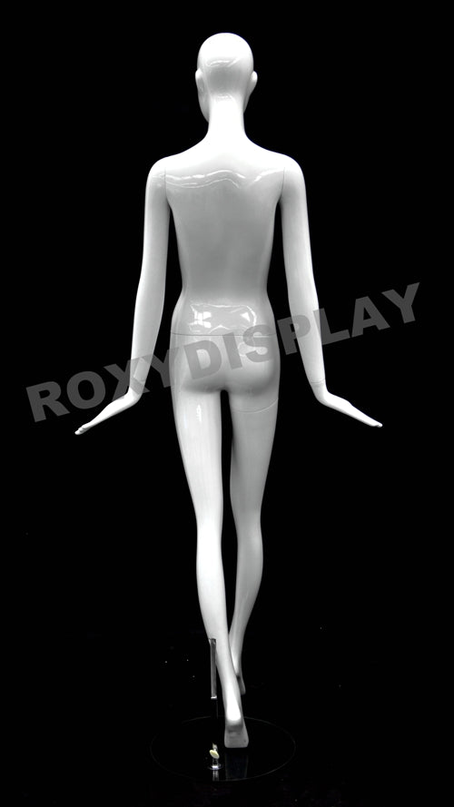 Female Abstract Head Mannequins - Elegant standing pose with straight legs