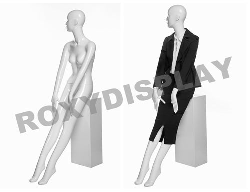 Female Abstract Head Mannequins - Elegant sitting pose