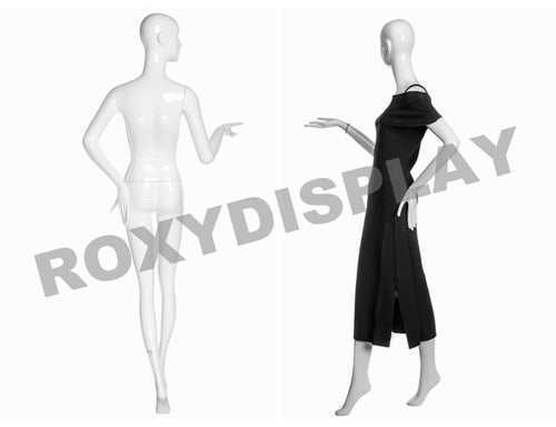 Female Abstract Head Mannequins - Elegant standing pose with straight legs