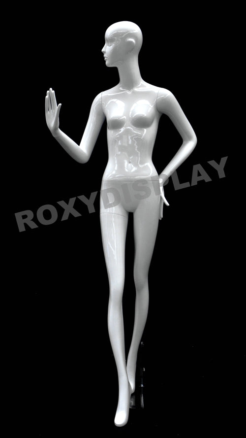 Female Abstract Head Mannequins - Elegant standing pose with straight legs