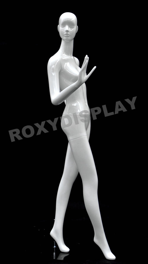 Female Abstract Head Mannequins - Elegant standing pose with straight legs