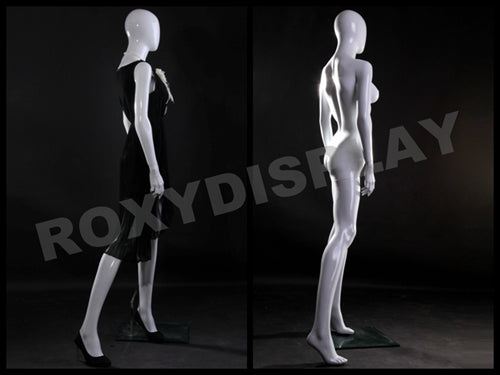 Egg Head Female Mannequin - Standing pose with head looking down