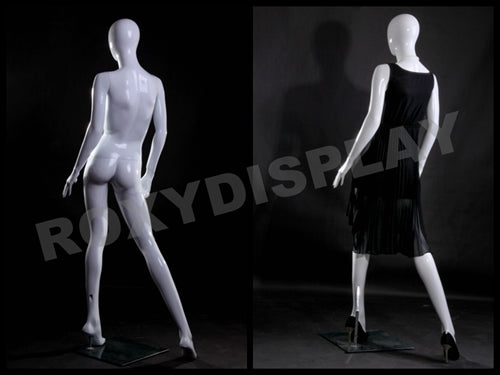 Egg Head Female Mannequin - Standing pose with head looking down