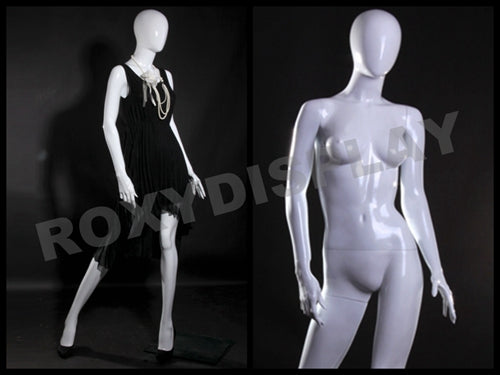 Egg Head Female Mannequin - Standing pose with head looking down