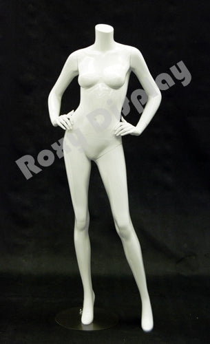 Female mannequin headless, with Arms on the waist and legs open - No toe!