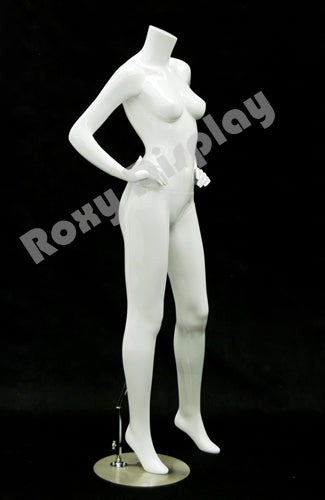 Female mannequin headless, with Arms on the waist and legs open - No toe!