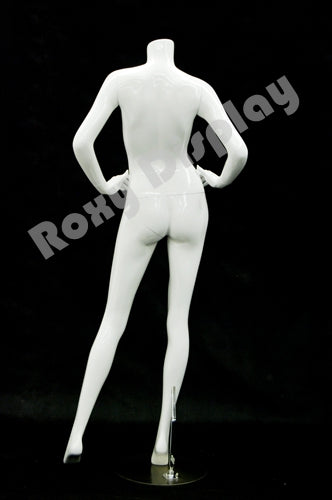 Female mannequin headless, with Arms on the waist and legs open - No toe!