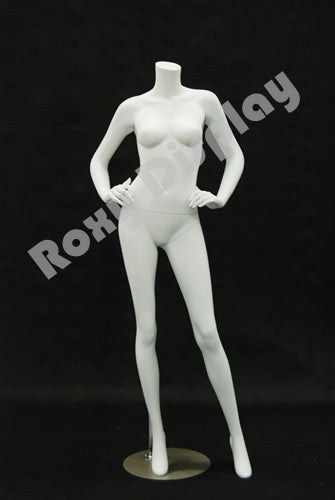 Female mannequin headless, with Arms on the waist and legs open