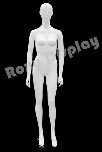 Female Abstract Head Mannequins - Standing pose with straight legs