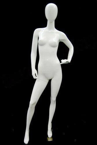 Female Egg Head Mannequin - With one arm on the waist - No Toe