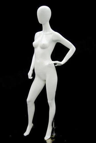 Female Egg Head Mannequin - With one arm on the waist - No Toe