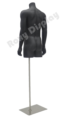 Male Mannequin Torso with nice body figure and arms - Fiberglass material - Steel base included