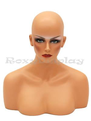 Female mannequin head to shoulder portrait style - With ears pierced