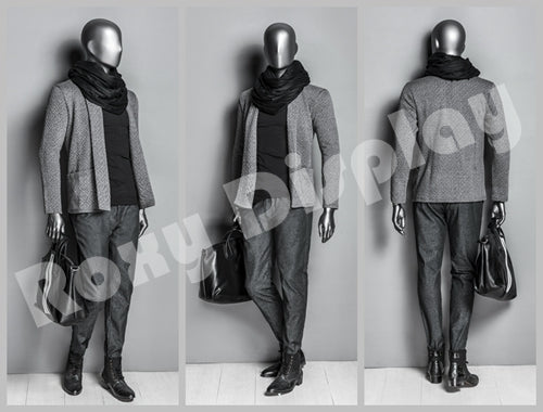 Eye Catching Male Abstract Style Mannequin - Walking pose with head turn to left