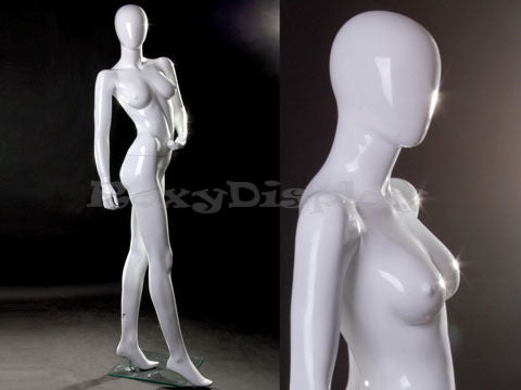 Egg Head Female Mannequin - Walking and head turning pose