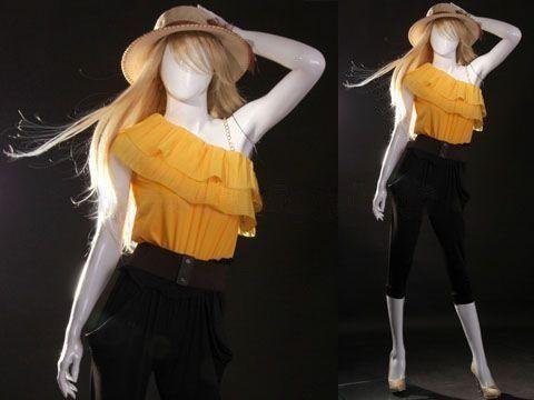 Egg Head Female Mannequin - Standing pose with 1 hand holding on her head