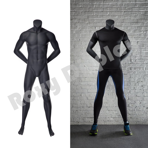 Eye Catching Male Headless Mannequin - Athletic Style - Standing pose with both hands behind back