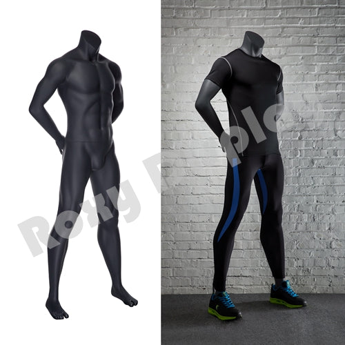 Eye Catching Male Headless Mannequin - Athletic Style - Standing pose with both hands behind back