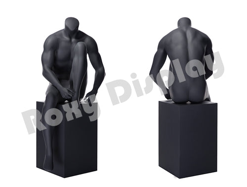 Eye Catching Sitting Male Headless Mannequin - Athletic Style - Shoe-tying Pose