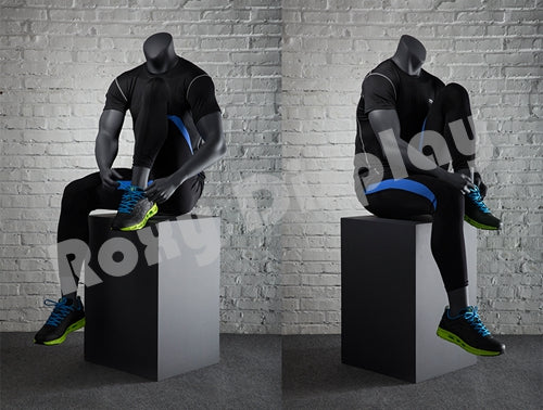 Eye Catching Sitting Male Headless Mannequin - Athletic Style - Shoe-tying Pose