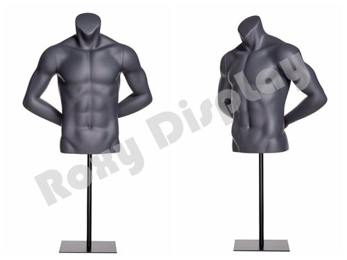 Eye Catching Male Headless Mannequin Torso - Athletic Style - Both hands behind back