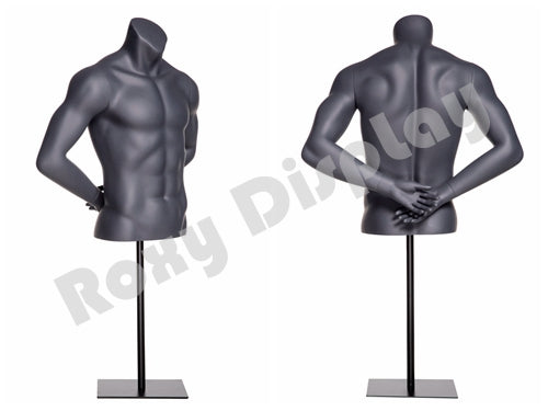 Eye Catching Male Headless Mannequin Torso - Athletic Style - Both hands behind back