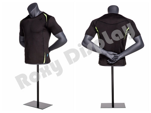 Eye Catching Male Headless Mannequin Torso - Athletic Style - Both hands behind back