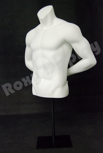 Eye Catching Male Headless Mannequin Torso - Athletic Style - Both hands behind back