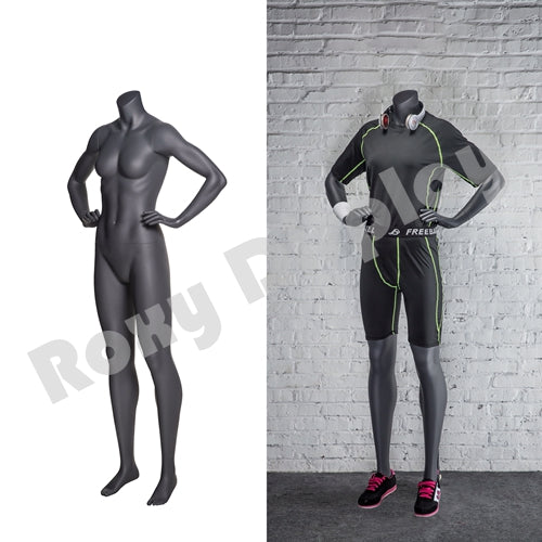 Female Headless Mannequin - Athletic Style - Standing pose with both hands on waist