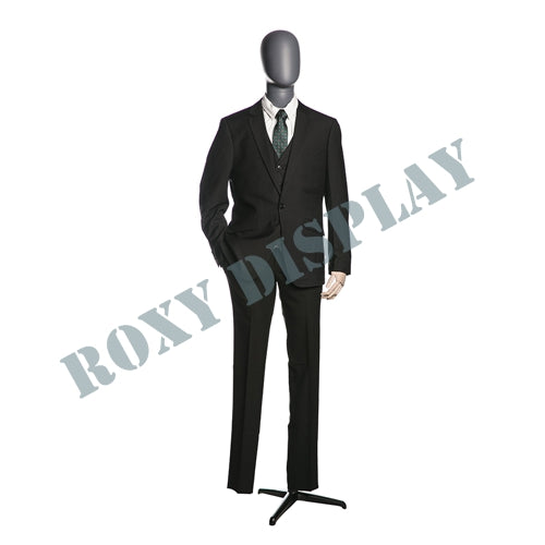 EGGHEAD MALE 3/4 TORSO MATTE GREY With Flexible WOODEN ARMS + BASE