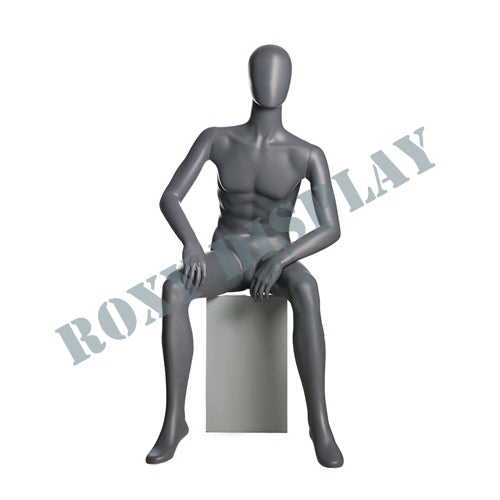 EGGHEAD MALE FULLBODY MATTE GREY SITTING POSITION WITH STOOL