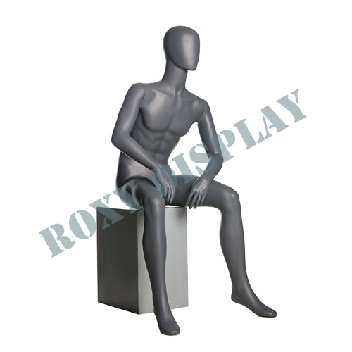 EGGHEAD MALE FULLBODY MATTE GREY SITTING POSITION WITH STOOL