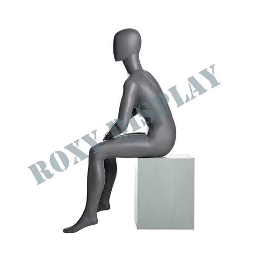 EGGHEAD MALE FULLBODY MATTE GREY SITTING POSITION WITH STOOL