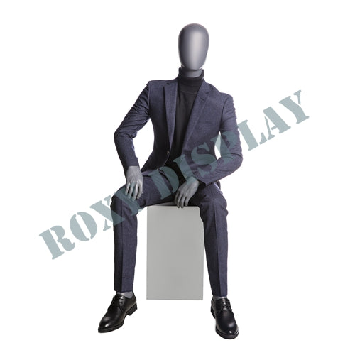 EGGHEAD MALE FULLBODY MATTE GREY SITTING POSITION WITH STOOL