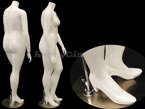 Mature Plus Size Headless mannequin w/ high heel feet feature