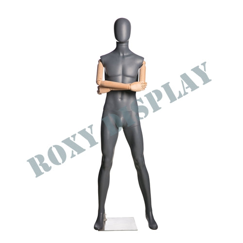 EGGHEAD MALE FULLBODY MATTE GREY WITH WOODEN ARMS