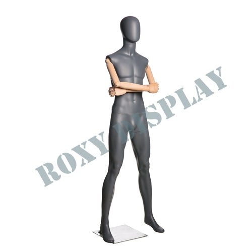 EGGHEAD MALE FULLBODY MATTE GREY WITH WOODEN ARMS